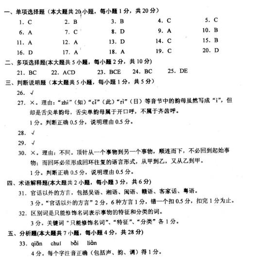 全国2010年4月自学考试现代汉语言试题及答案(图1)